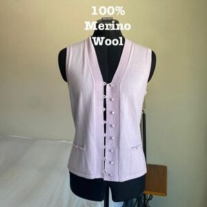 Brooks Brothers 100% Merino Wool Cardigan Vest Pastel Purple Lavender – size S